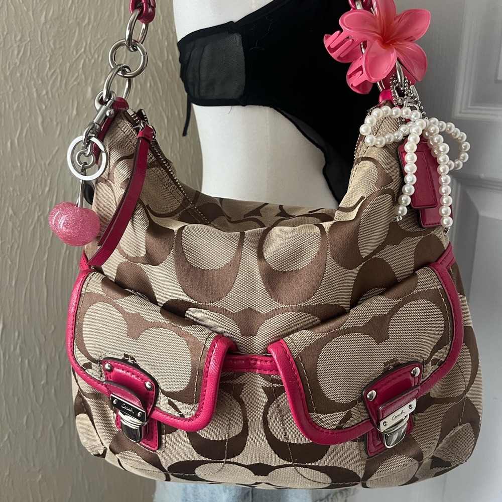 Stylish Pink and Brown COACH Women's Bag